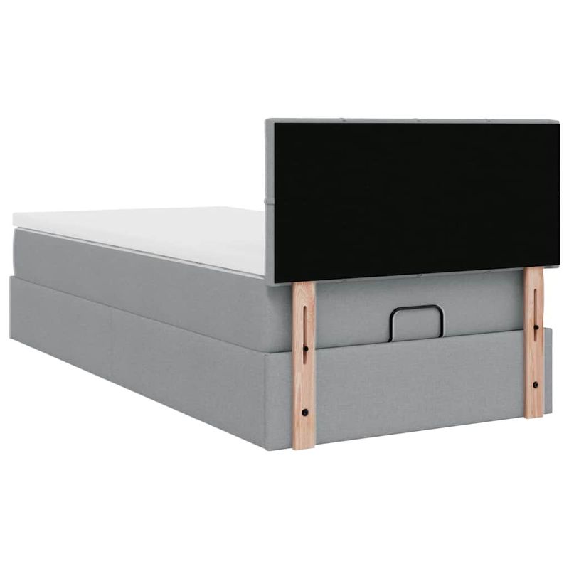 Casa si Gradina - Mobilier - Paturi si accesorii - Paturi - Pat otoman cu saltea tesatura gri deschis 100x200 cm, model cu blocuri pătrate - Infinity.ro