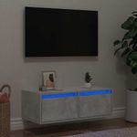 Casa si Gradina - Mobilier - Comode si corpuri - Comode - Comoda TV cu lumini LED, gri beton, 75x35,5x25 cm - Infinity.ro