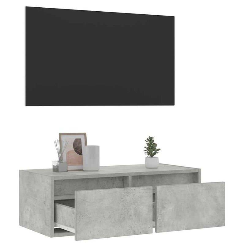 Casa si Gradina - Mobilier - Comode si corpuri - Comode - Comoda TV cu lumini LED, gri beton, 75x35,5x25 cm - Infinity.ro