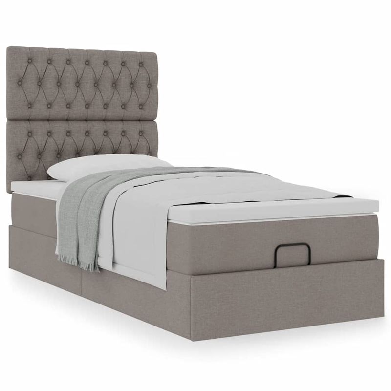 Casa si Gradina - Mobilier - Paturi si accesorii - Paturi - Cadru de pat otoman cu saltea Taupe 80x200cm Material - Infinity.ro