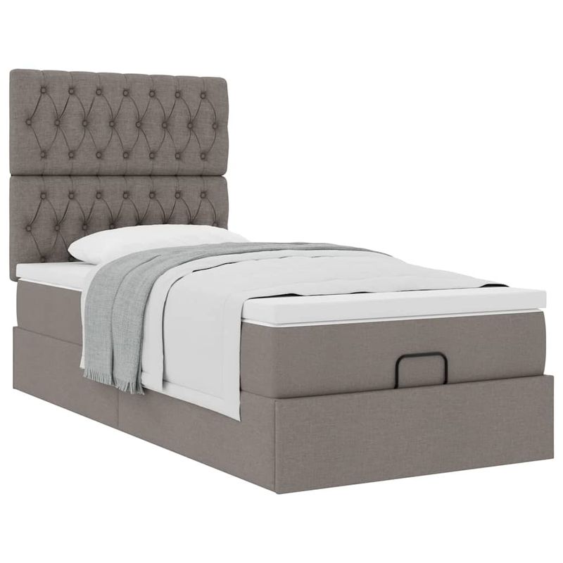 Casa si Gradina - Mobilier - Paturi si accesorii - Paturi - Cadru de pat otoman cu saltea Taupe 80x200cm Material - Infinity.ro