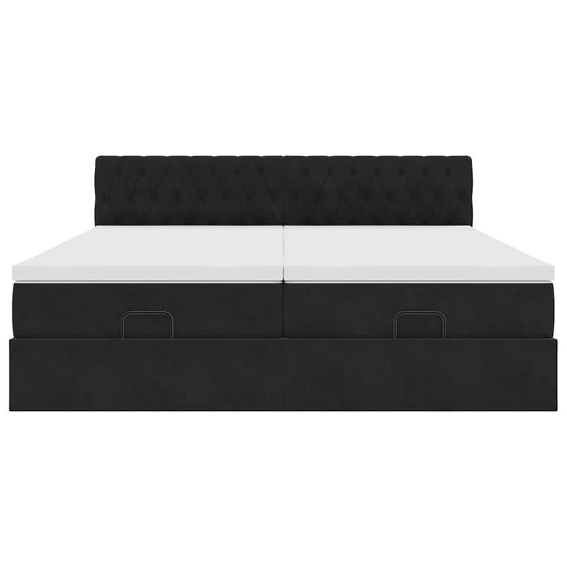 Casa si Gradina - Mobilier - Paturi si accesorii - Paturi - Cadru de pat otoman cu saltele, catifea neagra 200x200cm - Infinity.ro