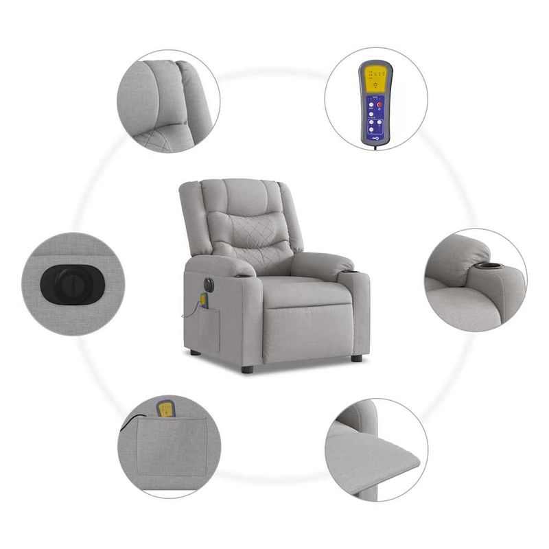 Ingrijire personala si Cosmetice - Sanatate si wellness - Articole wellness - Fotolii de masaj - Fotoliu reclinabil electric pentru masaj Cloud Grey Fabric - Infinity.ro