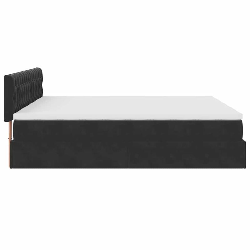 Casa si Gradina - Mobilier - Paturi si accesorii - Paturi - Cadru de pat otoman cu saltele, catifea neagra 200x200cm - Infinity.ro