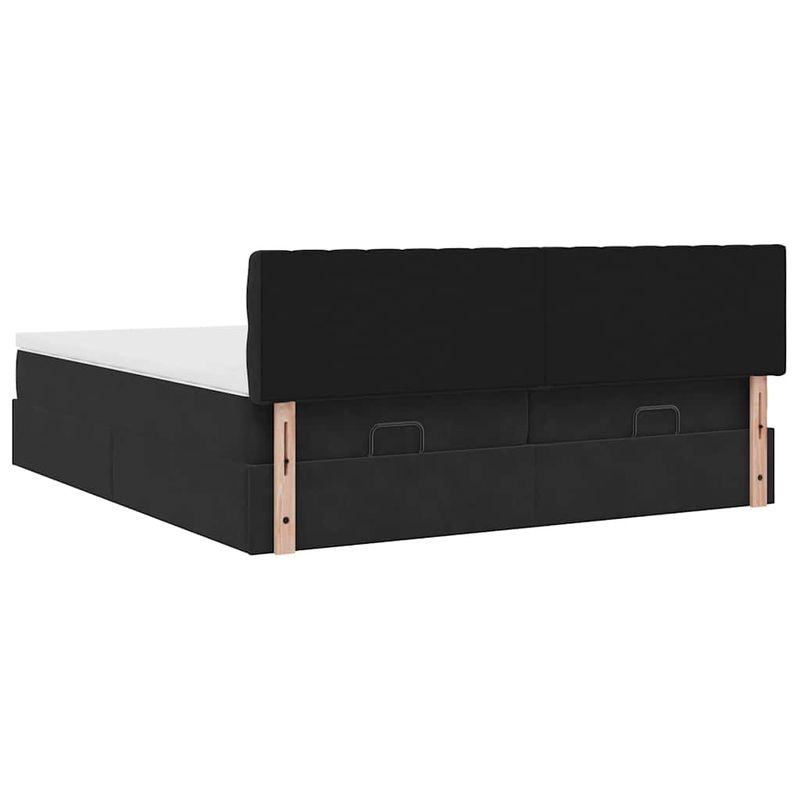 Casa si Gradina - Mobilier - Paturi si accesorii - Paturi - Cadru de pat otoman cu saltele, catifea neagra 200x200cm - Infinity.ro