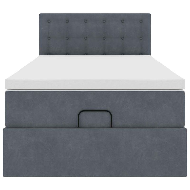 Casa si Gradina - Mobilier - Paturi si accesorii - Paturi - Cadru de pat otoman cu saltea catifea gri inchis 90x200cm - Infinity.ro