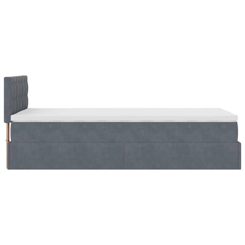 Casa si Gradina - Mobilier - Paturi si accesorii - Paturi - Cadru de pat otoman cu saltea catifea gri inchis 90x200cm - Infinity.ro