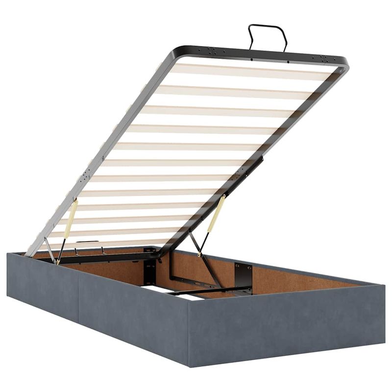 Casa si Gradina - Mobilier - Paturi si accesorii - Paturi - Cadru de pat otoman cu saltea catifea gri inchis 90x200cm - Infinity.ro