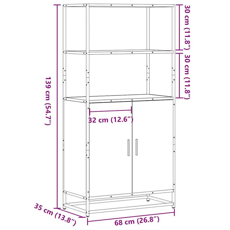 Casa si Gradina - Mobilier - Comode si corpuri - Comode - Dulapuru Stejar maro 68x35x139 cm lemn si metal prelucrat - Infinity.ro