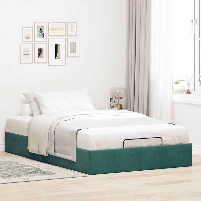 Casa si Gradina - Mobilier - Paturi si accesorii - Paturi - Cadru de pat otoman fara saltea Verde inchis 120x200 cm catifea - Infinity.ro