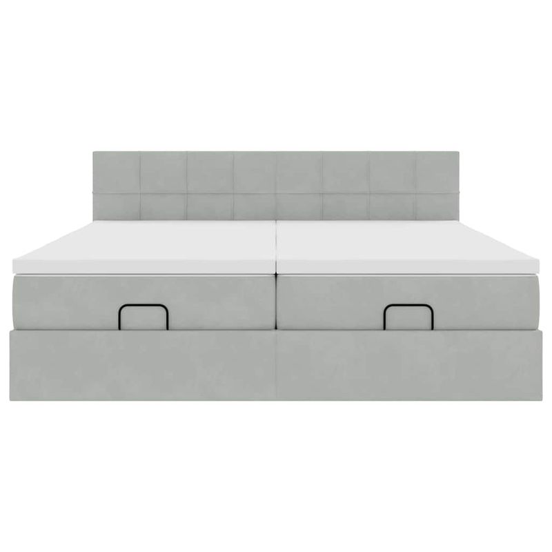 Casa si Gradina - Mobilier - Paturi si accesorii - Paturi - Cadru de pat otoman cu saltele Gri deschis 180x200cm catifea - Infinity.ro