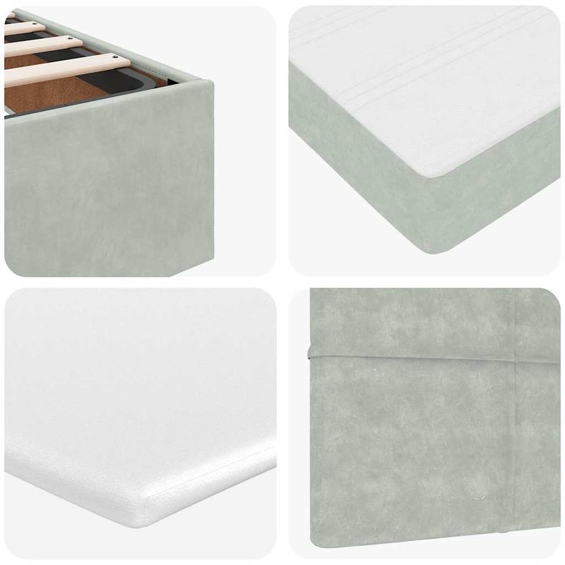 Casa si Gradina - Mobilier - Paturi si accesorii - Paturi - Cadru de pat otoman cu saltele Gri deschis 180x200cm catifea - Infinity.ro