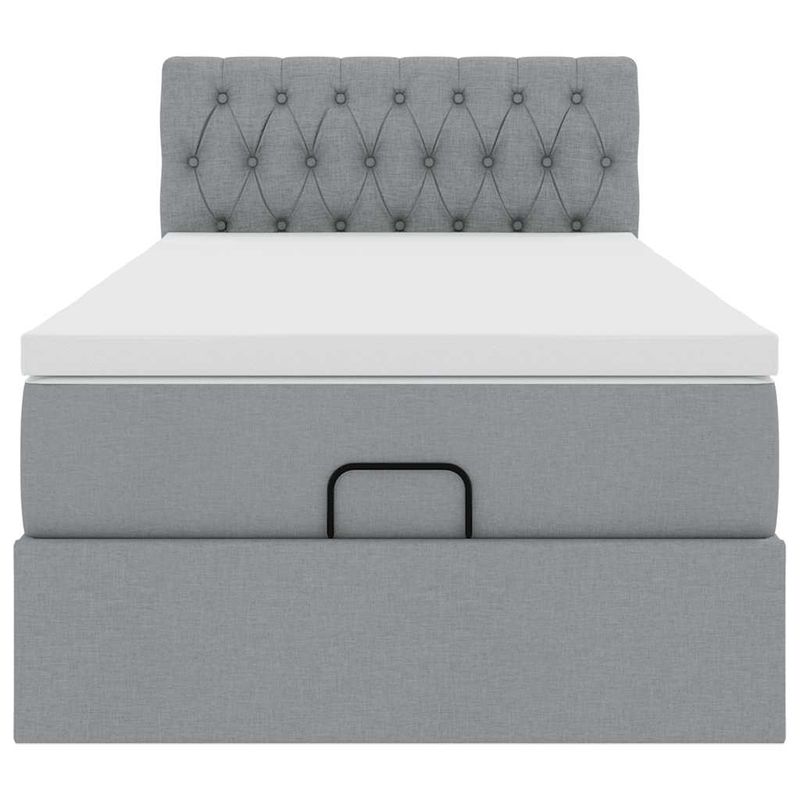 Casa si Gradina - Mobilier - Paturi si accesorii - Paturi - Pat otoman cu saltea tesatura gri deschis 90x200 cm, model design cu nasturi - Infinity.ro