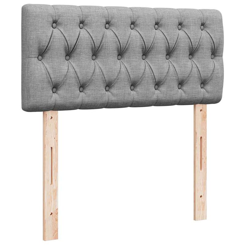 Casa si Gradina - Mobilier - Paturi si accesorii - Paturi - Pat otoman cu saltea tesatura gri deschis 90x200 cm, model design cu nasturi - Infinity.ro