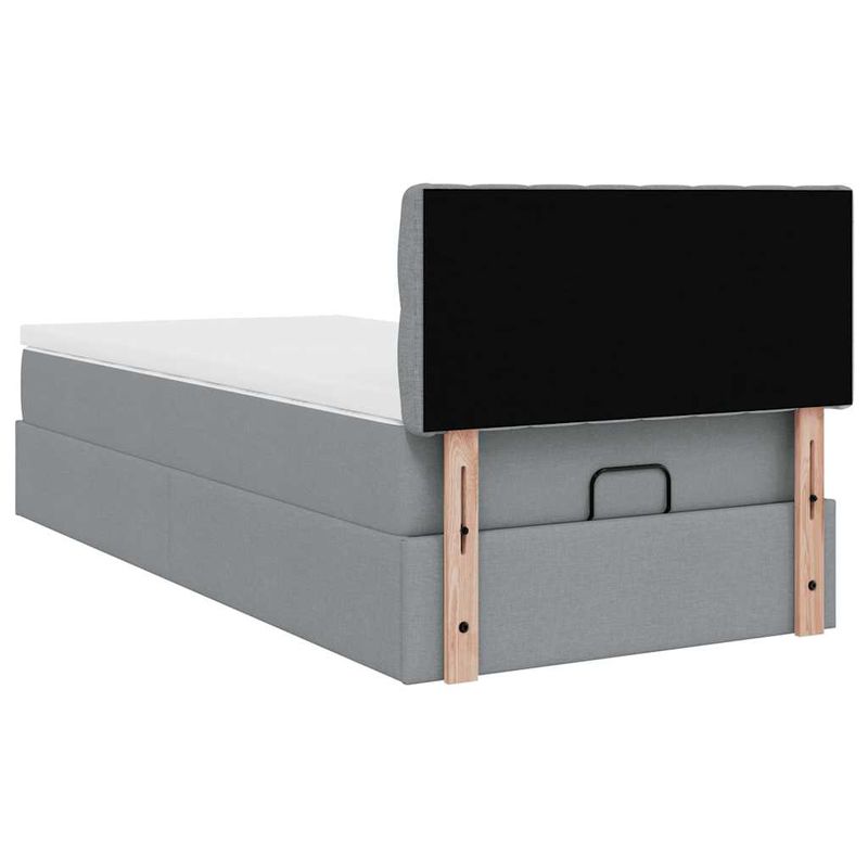 Casa si Gradina - Mobilier - Paturi si accesorii - Paturi - Pat otoman cu saltea tesatura gri deschis 90x200 cm, model design cu nasturi - Infinity.ro