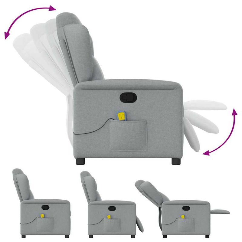 Ingrijire personala si Cosmetice - Sanatate si wellness - Articole wellness - Fotolii de masaj - Fotoliu de masaj rabatabil, gri deschis, textil - Infinity.ro