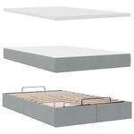 Casa si Gradina - Mobilier - Paturi si accesorii - Paturi - Pat otoman cu saltea tesatura gri deschis 120x200 cm, model nasturi - Infinity.ro