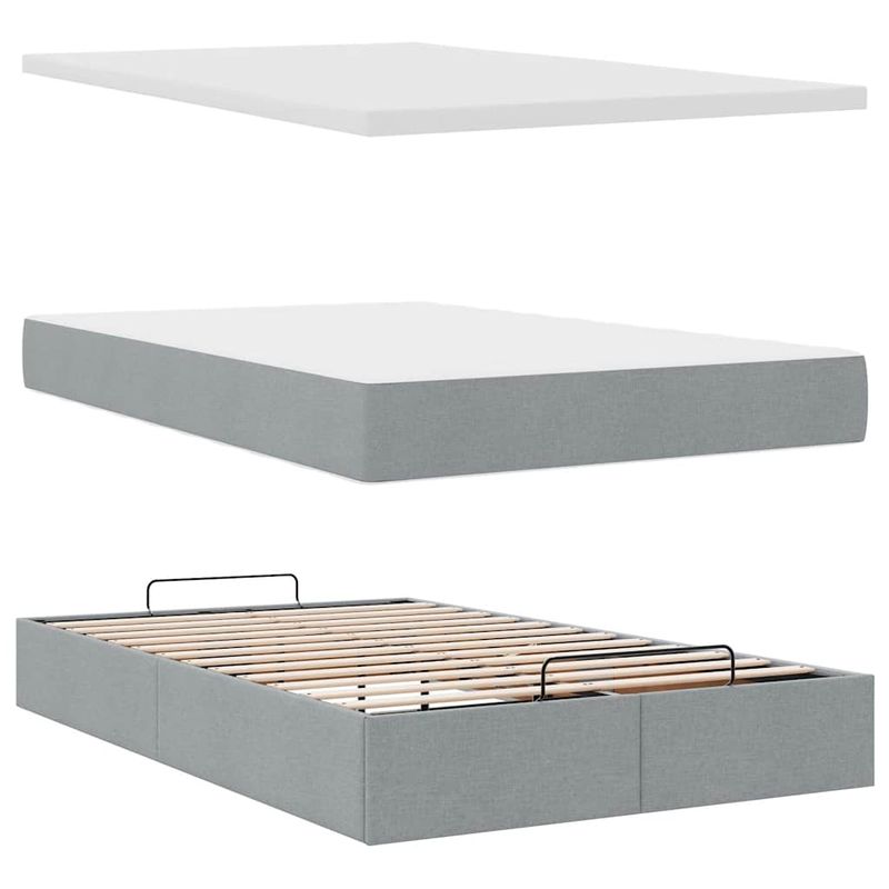Casa si Gradina - Mobilier - Paturi si accesorii - Paturi - Pat otoman cu saltea tesatura gri deschis 120x200 cm, model nasturi - Infinity.ro
