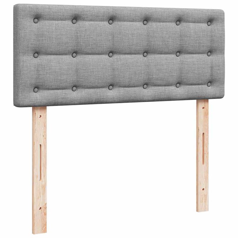 Casa si Gradina - Mobilier - Paturi si accesorii - Paturi - Pat otoman cu saltea tesatura gri deschis 120x200 cm, model nasturi - Infinity.ro