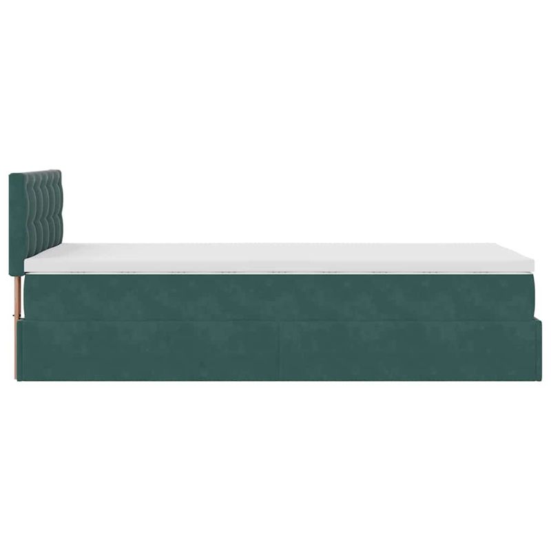 Casa si Gradina - Mobilier - Paturi si accesorii - Paturi - Cadru de pat otoman cu saltea catifea verde inchis 90x200cm - Infinity.ro