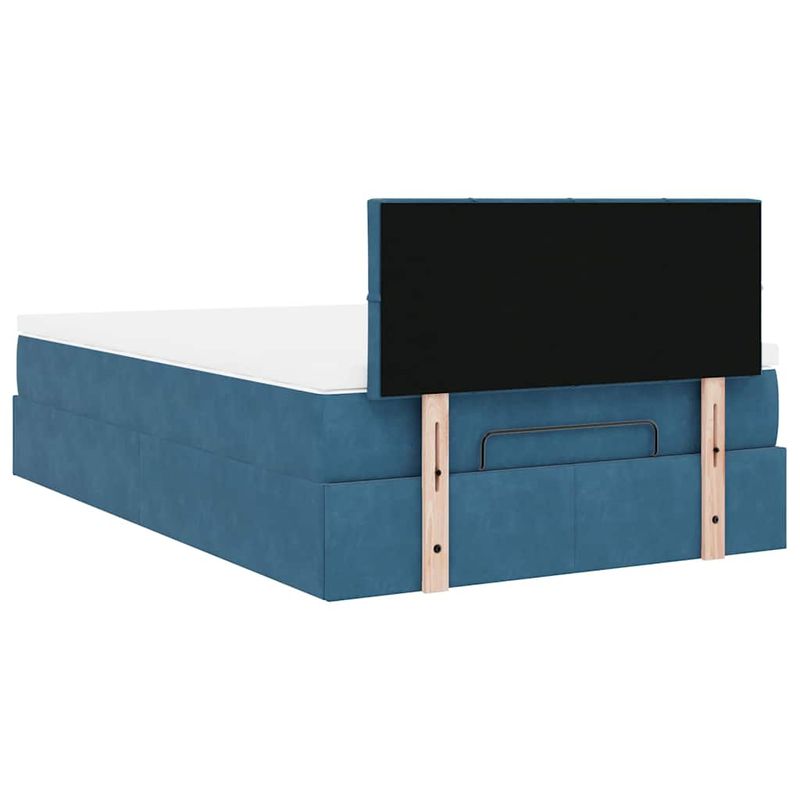 Casa si Gradina - Mobilier - Paturi si accesorii - Paturi - Cadru pat otoman cu saltea Albastru inchis 120x190 cm catifea - Infinity.ro