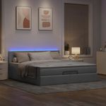 Casa si Gradina - Mobilier - Paturi si accesorii - Paturi - Cadru de pat otoman cu saltele tesatura gri deschis 200x200cm - Infinity.ro