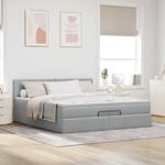 Casa si Gradina - Mobilier - Paturi si accesorii - Paturi - Cadru de pat otoman cu saltele tesatura gri deschis 200x200cm - Infinity.ro