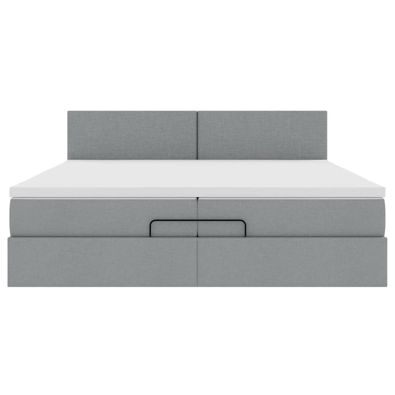 Casa si Gradina - Mobilier - Paturi si accesorii - Paturi - Cadru de pat otoman cu saltele tesatura gri deschis 200x200cm - Infinity.ro
