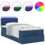 Casa si Gradina - Mobilier - Paturi si accesorii - Paturi - Pat otoman cu saltea albastru 100x200 cm stofa, model cu blocuri pătrate - Infinity.ro