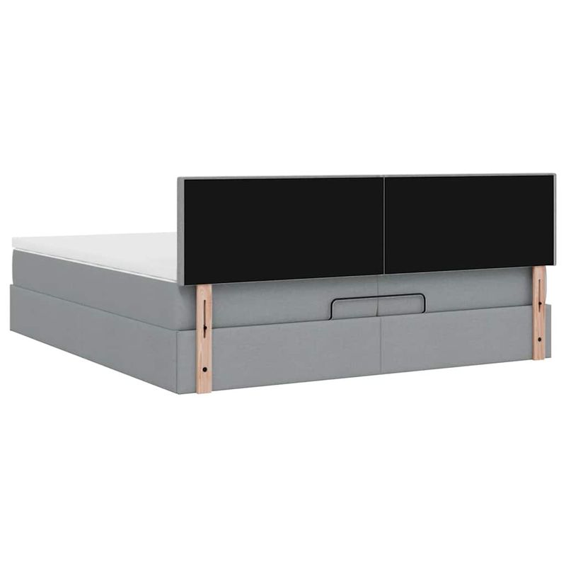 Casa si Gradina - Mobilier - Paturi si accesorii - Paturi - Cadru de pat otoman cu saltele tesatura gri deschis 200x200cm - Infinity.ro