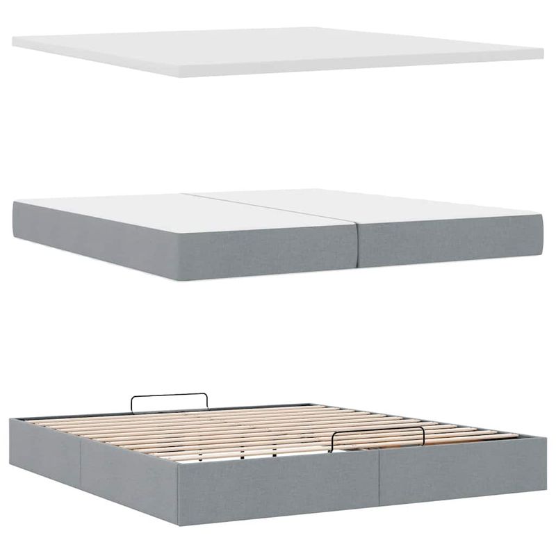 Casa si Gradina - Mobilier - Paturi si accesorii - Paturi - Cadru de pat otoman cu saltele tesatura gri deschis 200x200cm - Infinity.ro