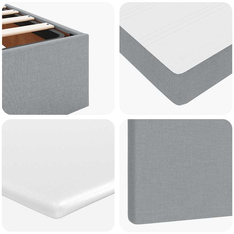 Casa si Gradina - Mobilier - Paturi si accesorii - Paturi - Cadru de pat otoman cu saltele tesatura gri deschis 200x200cm - Infinity.ro