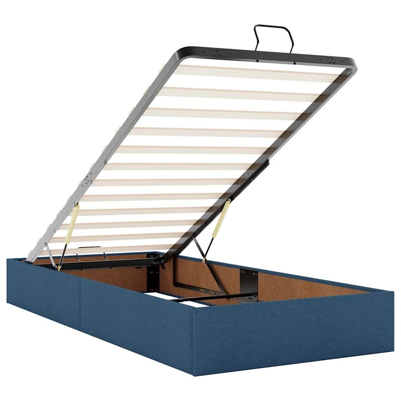 Casa si Gradina - Mobilier - Paturi si accesorii - Paturi - Pat otoman cu saltea albastru 100x200 cm stofa, model cu blocuri pătrate - Infinity.ro