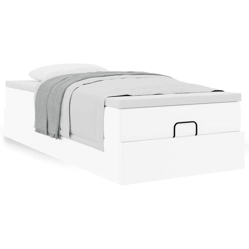 Casa si Gradina - Mobilier - Paturi si accesorii - Paturi - Cadru de pat otoman cu saltea alb 90x190cm piele artificiala - Infinity.ro