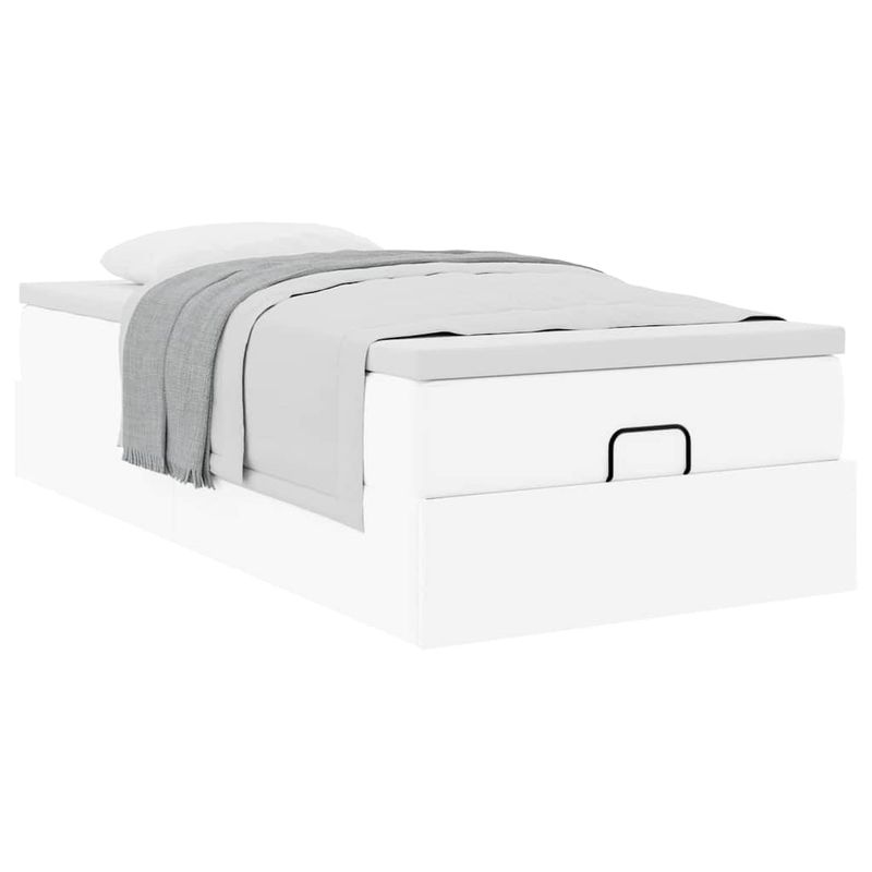 Casa si Gradina - Mobilier - Paturi si accesorii - Paturi - Cadru de pat otoman cu saltea alb 90x190cm piele artificiala - Infinity.ro