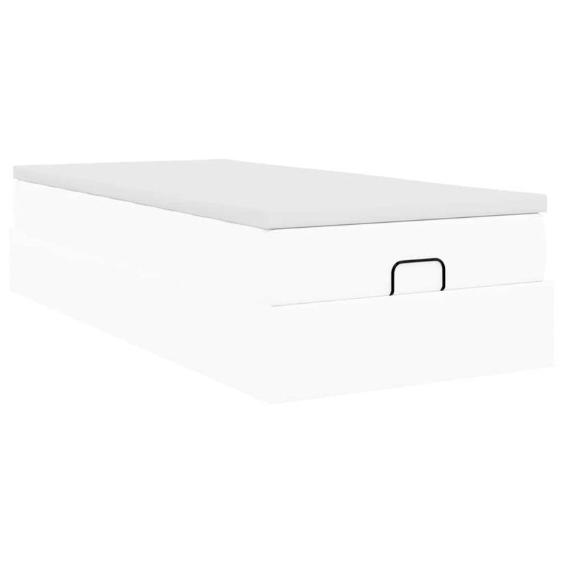Casa si Gradina - Mobilier - Paturi si accesorii - Paturi - Cadru de pat otoman cu saltea alb 90x190cm piele artificiala - Infinity.ro
