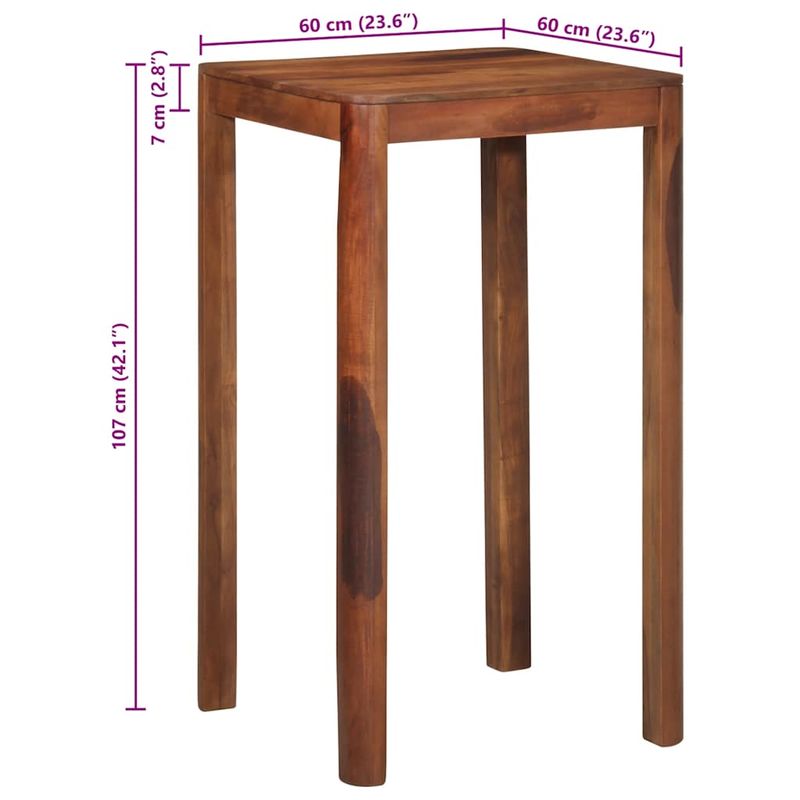 Casa si Gradina - Mobilier - Mese si birouri - Mese bucatarie si dining - Masa de bar 60x60x107 cm din lemn masiv de salcam - Infinity.ro