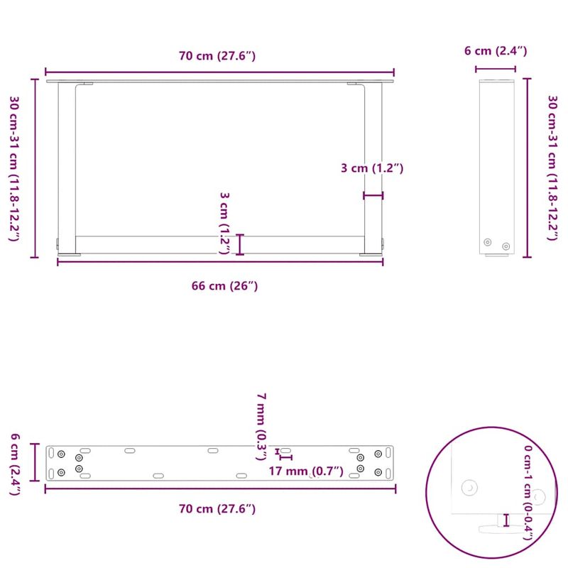 Casa si Gradina - Mobilier - Feronerie si accesorii mobila - Picioare pentru masuta de cafea in forma U 2 buc Antracit Otel - Infinity.ro