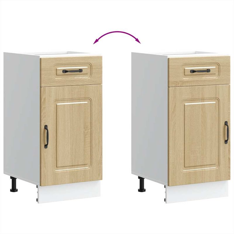 Casa si Gradina - Mobilier - Comode si corpuri - Corpuri bucatarie - Dulap de baza de bucatarie „Kalmar” din lemn de stejar Sonoma, model 1x dulap inferior (1 ușă 1 sertar), mărime 40x46x81.5 cm - Infinity.ro