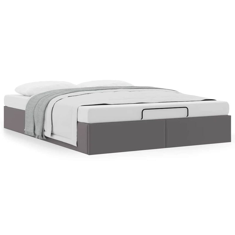 Casa si Gradina - Mobilier - Paturi si accesorii - Paturi - Cadru de pat otoman fara saltea gri 140x190cm piele artificiala - Infinity.ro