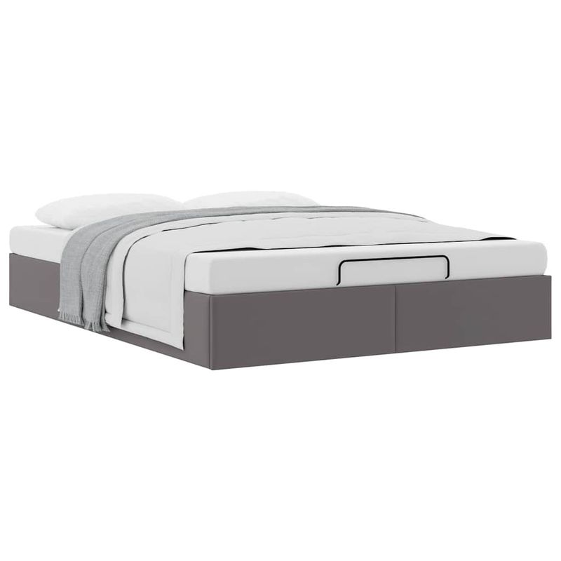 Casa si Gradina - Mobilier - Paturi si accesorii - Paturi - Cadru de pat otoman fara saltea gri 140x190cm piele artificiala - Infinity.ro