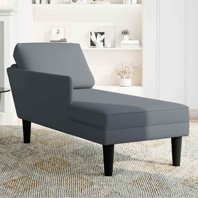 Casa si Gradina - Mobilier - Scaune si fotolii - Fotolii - Sezlong cu perna si cotiera dreapta, gri inchis, catifea - Infinity.ro