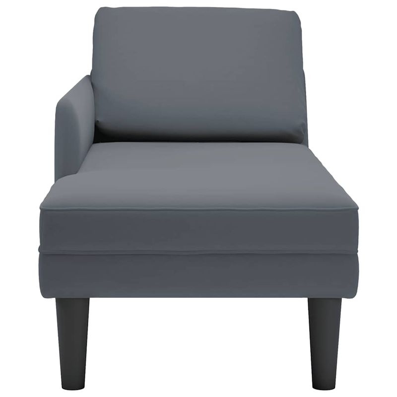 Casa si Gradina - Mobilier - Scaune si fotolii - Fotolii - Sezlong cu perna si cotiera dreapta, gri inchis, catifea - Infinity.ro