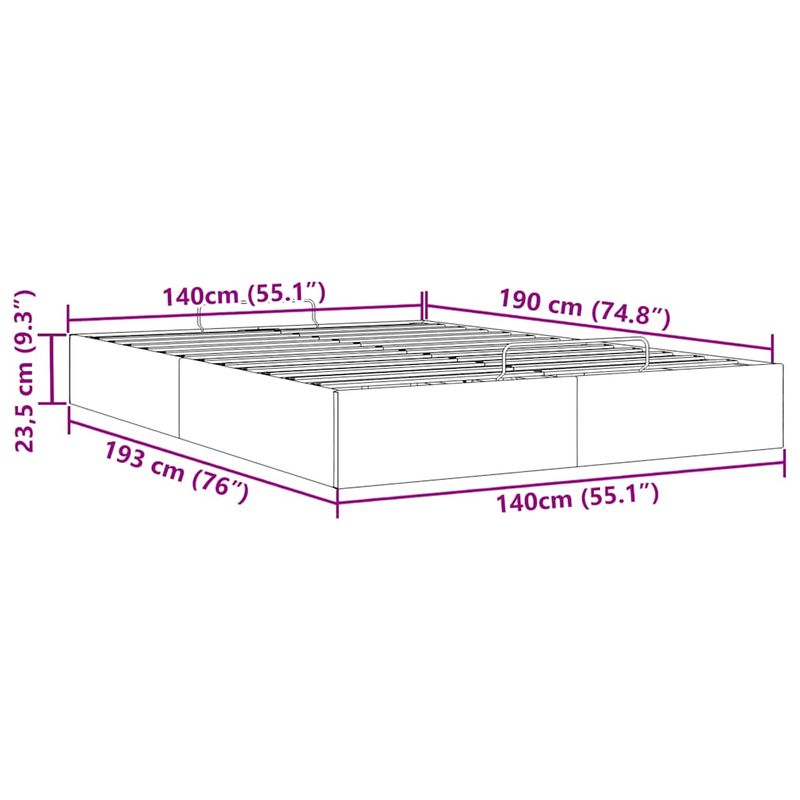 Casa si Gradina - Mobilier - Paturi si accesorii - Paturi - Cadru de pat otoman fara saltea gri 140x190cm piele artificiala - Infinity.ro
