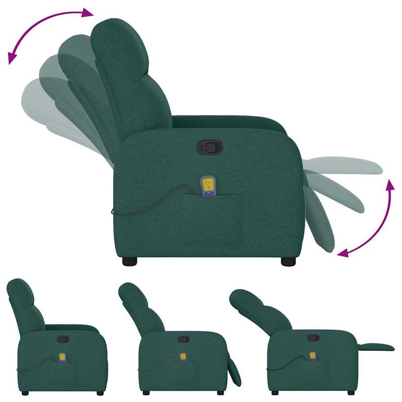 Ingrijire personala si Cosmetice - Sanatate si wellness - Articole wellness - Fotolii de masaj - Fotoliu de masaj rabatabil, verde inchis, material textil - Infinity.ro