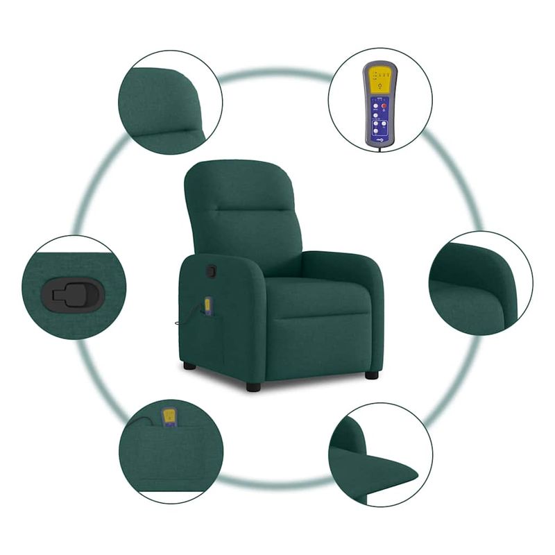 Ingrijire personala si Cosmetice - Sanatate si wellness - Articole wellness - Fotolii de masaj - Fotoliu de masaj rabatabil, verde inchis, material textil - Infinity.ro