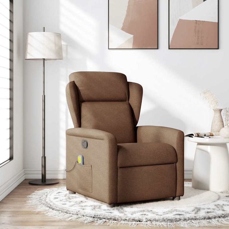 Ingrijire personala si Cosmetice - Sanatate si wellness - Articole wellness - Fotolii de masaj - Fotoliu de masaj rabatabil, maro, material textil - Infinity.ro