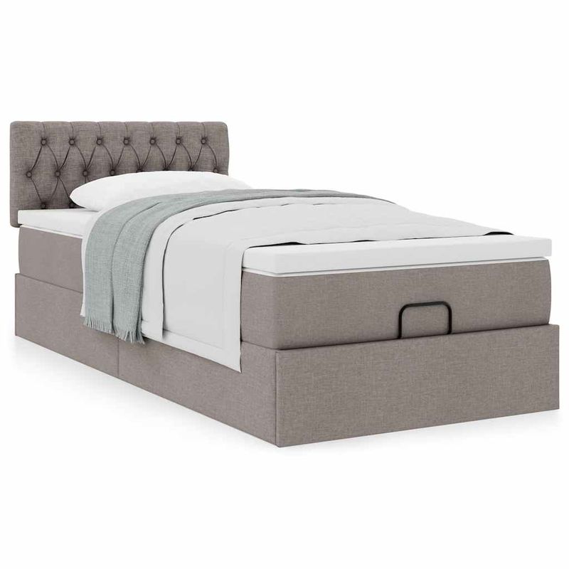 Casa si Gradina - Mobilier - Paturi si accesorii - Paturi - Cadru de pat otoman cu saltea Taupe 90x200cm Material - Infinity.ro