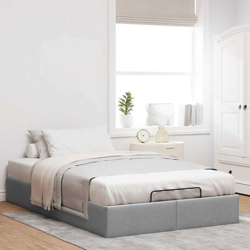 Casa si Gradina - Mobilier - Paturi si accesorii - Paturi - Cadru de pat otoman fara saltea tesatura gri deschis 120x200 cm - Infinity.ro