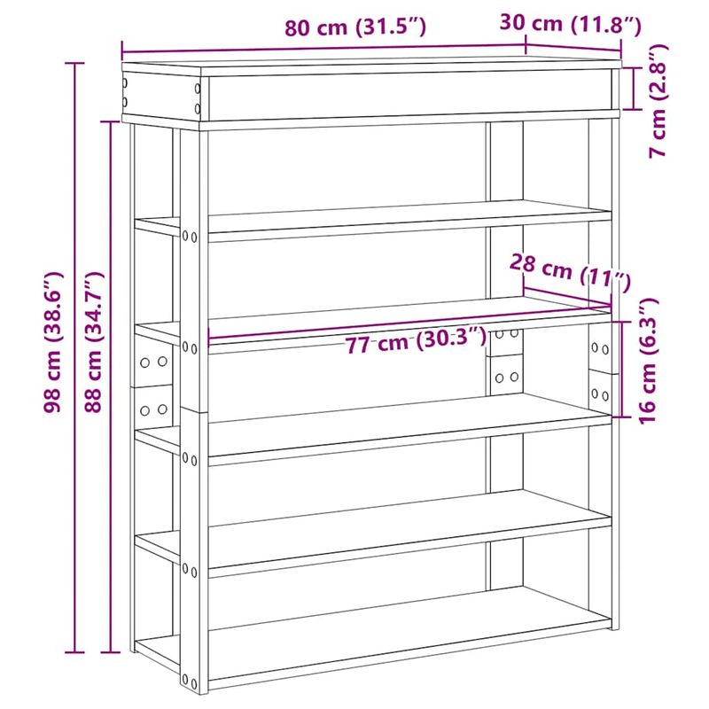 Casa si Gradina - Mobilier - Organizare si depozitare - Organizator incaltaminte - Pantofar, gri sonoma, 80x30x98 cm, lemn prelucrat - Infinity.ro